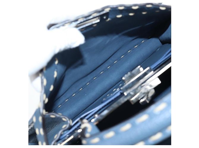 Borsa FENDI Selleria Peek A Boo I See You Canvas 2way Light Blue Auth LN207SAM Argento Blu chiaro - vista 25