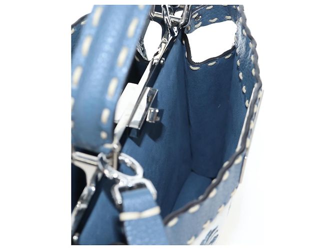 Borsa FENDI Selleria Peek A Boo I See You Canvas 2way Light Blue Auth LN207SAM Argento Blu chiaro - vista 26