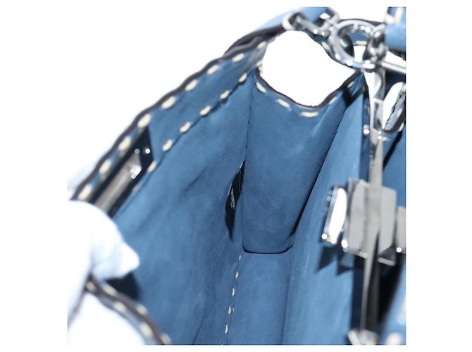 Borsa FENDI Selleria Peek A Boo I See You Canvas 2way Light Blue Auth LN207SAM Argento Blu chiaro - vista 28