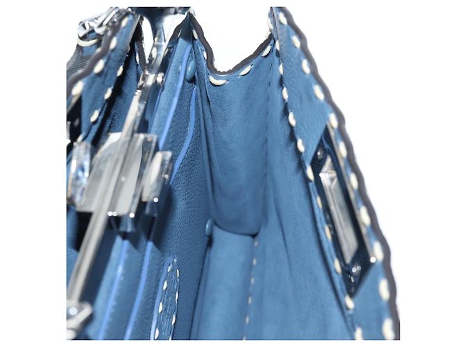 Borsa FENDI Selleria Peek A Boo I See You Canvas 2way Light Blue Auth LN207SAM Argento Blu chiaro - vista 29