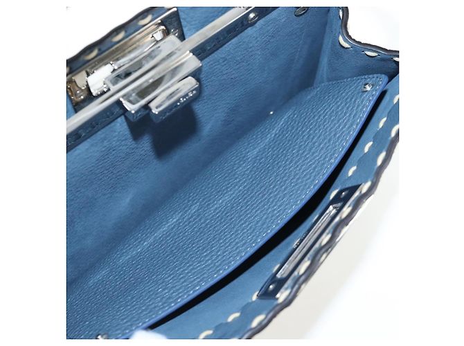 Borsa FENDI Selleria Peek A Boo I See You Canvas 2way Light Blue Auth LN207SAM Argento Blu chiaro - vista 31