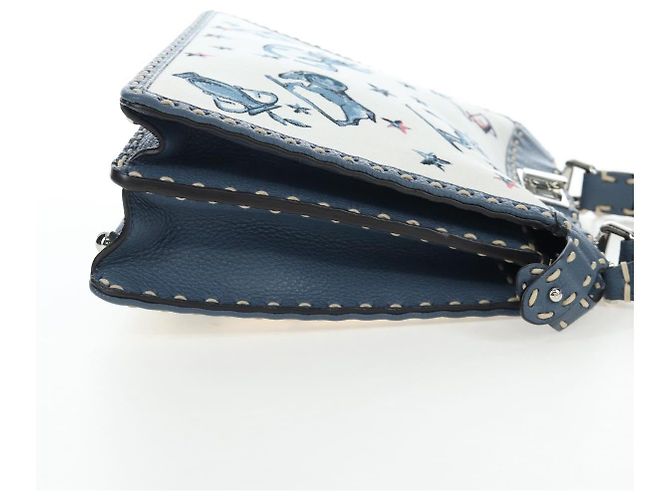Borsa FENDI Selleria Peek A Boo I See You Canvas 2way Light Blue Auth LN207SAM Argento Blu chiaro - vista 4