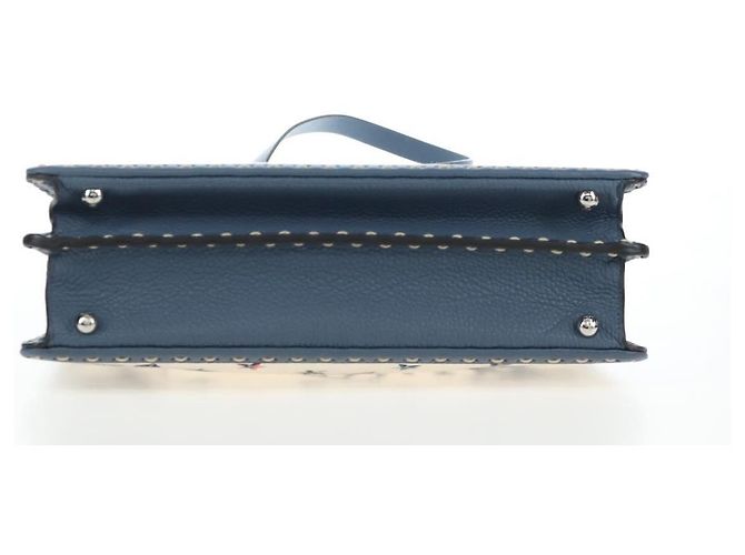 Borsa FENDI Selleria Peek A Boo I See You Canvas 2way Light Blue Auth LN207SAM Argento Blu chiaro - vista 5