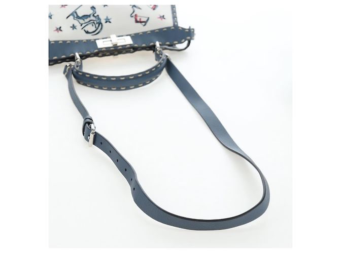 Borsa FENDI Selleria Peek A Boo I See You Canvas 2way Light Blue Auth LN207SAM Argento Blu chiaro - vista 8