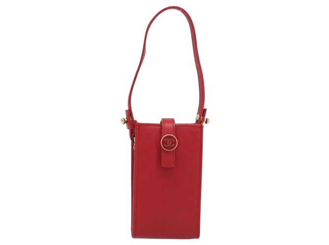 Pouch CHANEL in pelle rossa dettagli dorati CC Auth 207567A Rosso - vista 13