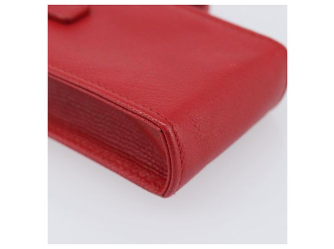 Pouch CHANEL in pelle rossa dettagli dorati CC Auth 207567A Rosso - vista 14