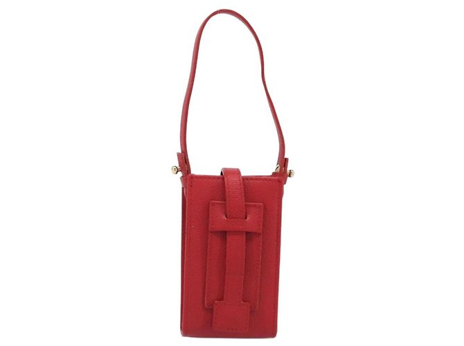 Pouch CHANEL in pelle rossa dettagli dorati CC Auth 207567A Rosso - vista 2