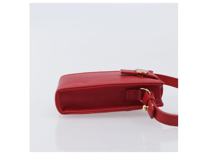 Pouch CHANEL in pelle rossa dettagli dorati CC Auth 207567A Rosso - vista 3