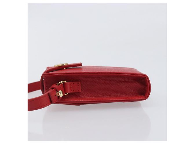Pouch CHANEL in pelle rossa dettagli dorati CC Auth 207567A Rosso - vista 4