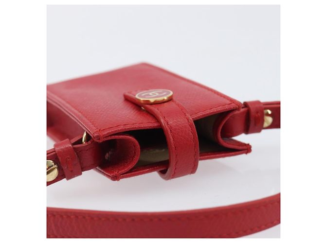 Pouch CHANEL in pelle rossa dettagli dorati CC Auth 207567A Rosso - vista 6