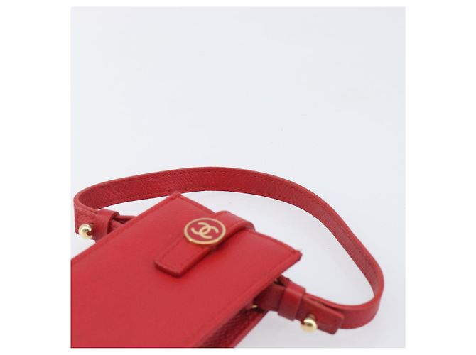 Pouch CHANEL in pelle rossa dettagli dorati CC Auth 207567A Rosso - vista 8