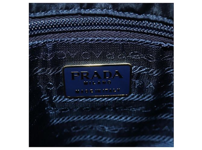 PRADA Chain Tote Bag Nylon Navy Gold Auth am12703V Golden Marineblau - Ansicht 22