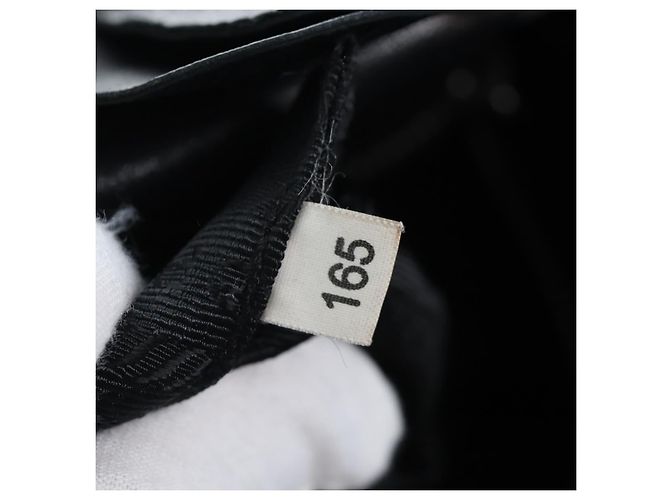 Borsa a tracolla con volant PRADA in pelle nera argento Auth am12754V Nero - vista 12