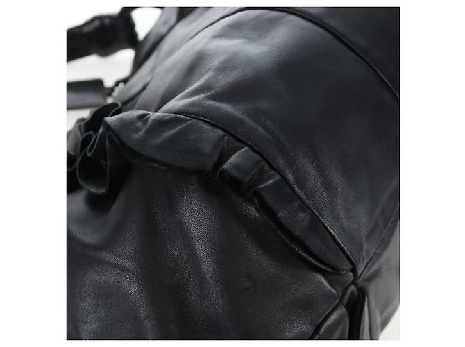 Borsa a tracolla con volant PRADA in pelle nera argento Auth am12754V Nero - vista 15