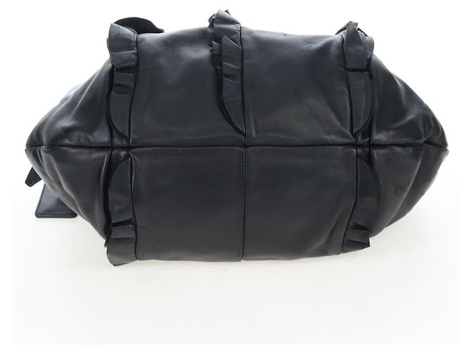 Borsa a tracolla con volant PRADA in pelle nera argento Auth am12754V Nero - vista 5