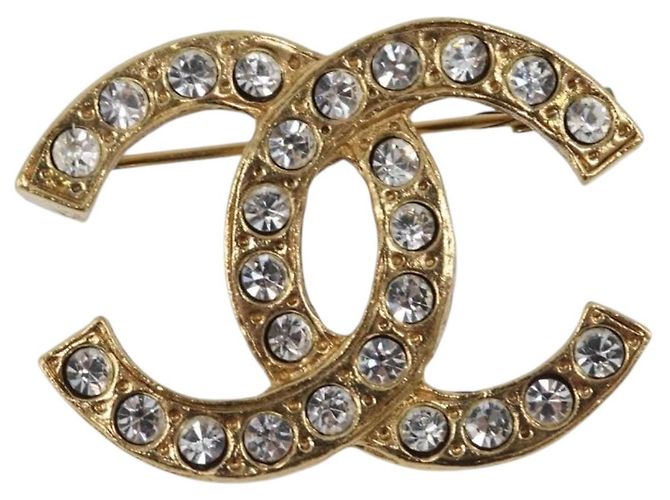 Spilla CHANEL Cocostone metallo Gold CC Auth 205477M D'oro - vista 13