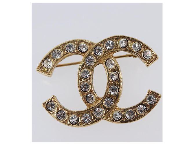 Spilla CHANEL Cocostone metallo Gold CC Auth 205477M D'oro - vista 3