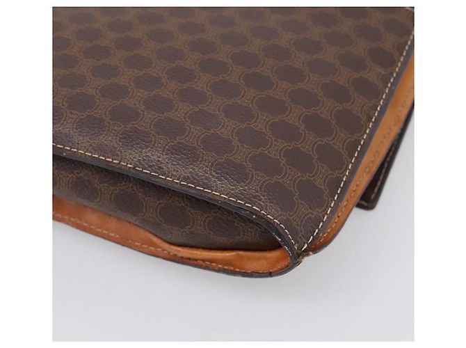 Céline Bolsa de Ombro CELINE Macadam Medallion PVC Marrom Tom Dourado Auth 207584 - vista 16