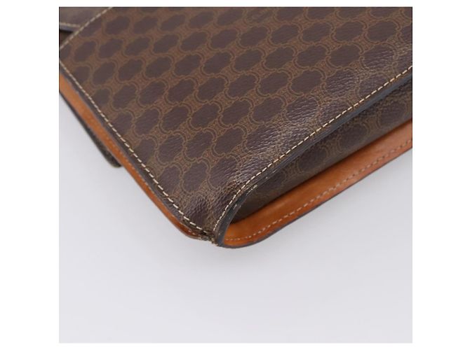 Céline Bolsa de Ombro CELINE Macadam Medallion PVC Marrom Tom Dourado Auth 207584 - vista 17