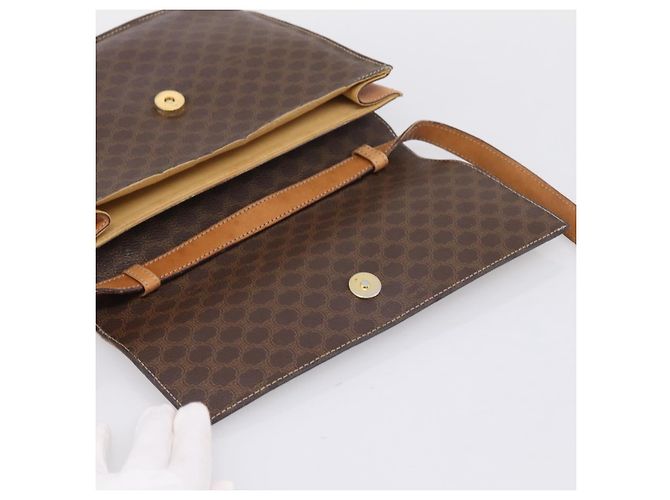 Céline Bolsa de Ombro CELINE Macadam Medallion PVC Marrom Tom Dourado Auth 207584 - vista 19