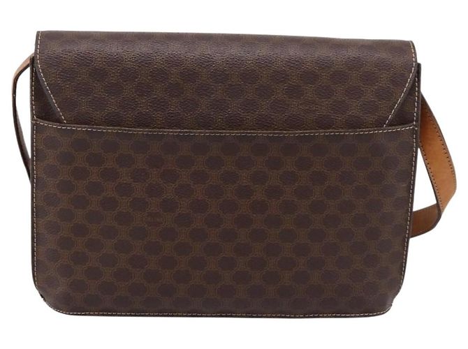 Céline Bolsa de Ombro CELINE Macadam Medallion PVC Marrom Tom Dourado Auth 207584 - vista 2
