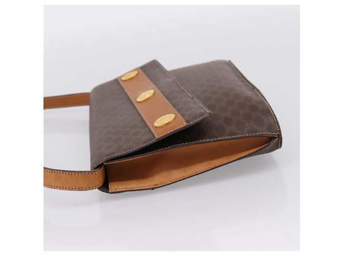 Céline Bolsa de Ombro CELINE Macadam Medallion PVC Marrom Tom Dourado Auth 207584 - vista 3