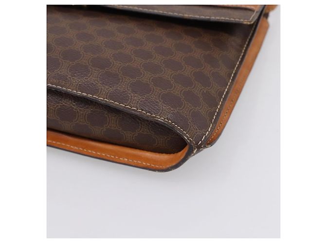 Céline Bolsa de Ombro CELINE Macadam Medallion PVC Marrom Tom Dourado Auth 207584 - vista 9