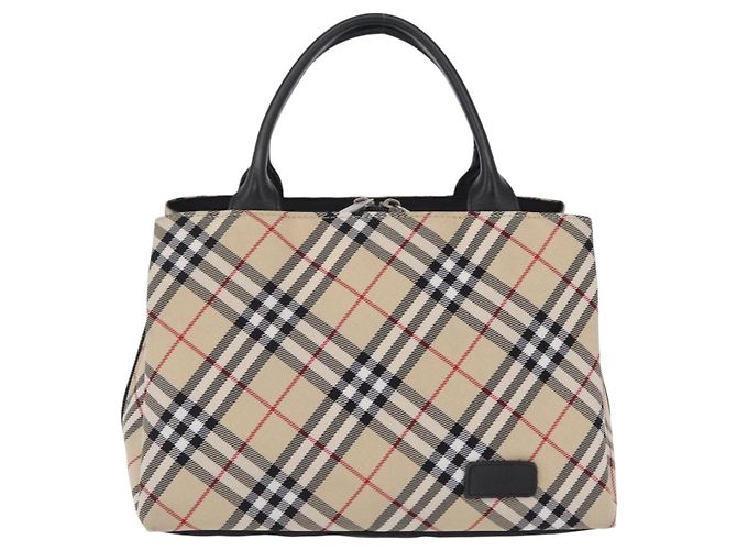 Borsa a mano BURBERRY Nova Check Blue Label Nylon Beige Silver Auth 206736A Argento - vista 13