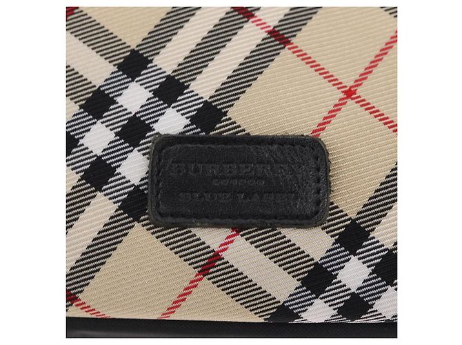 Borsa a mano BURBERRY Nova Check Blue Label Nylon Beige Silver Auth 206736A Argento - vista 18