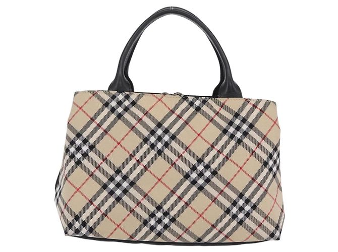 Borsa a mano BURBERRY Nova Check Blue Label Nylon Beige Silver Auth 206736A Argento - vista 2