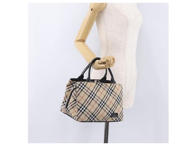 Borsa a mano BURBERRY Nova Check Blue Label Nylon Beige Silver Auth 206736A Argento - vista 25