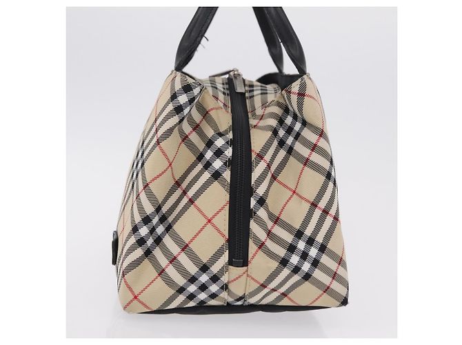 Borsa a mano BURBERRY Nova Check Blue Label Nylon Beige Silver Auth 206736A Argento - vista 3