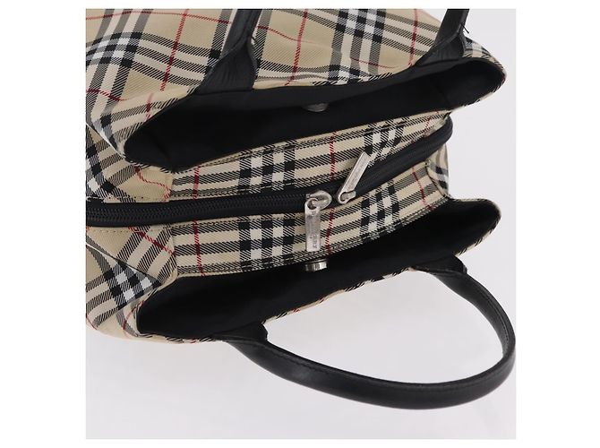 Borsa a mano BURBERRY Nova Check Blue Label Nylon Beige Silver Auth 206736A Argento - vista 6
