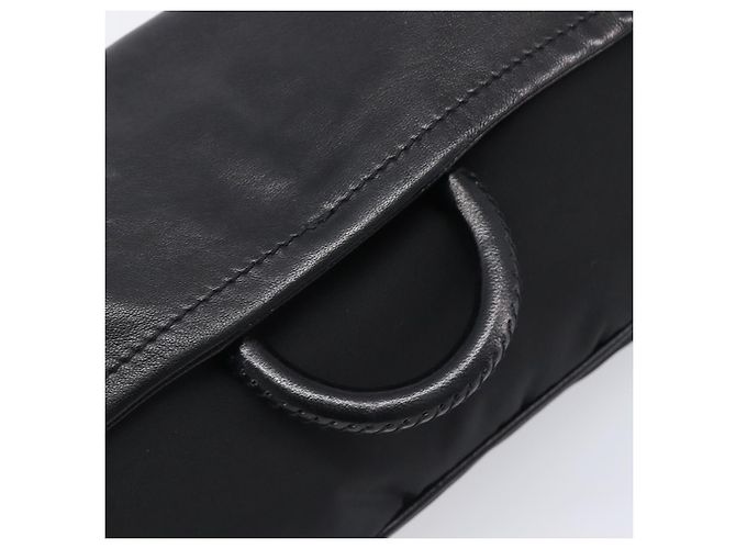 Sac à épaule PRADA Cuir Nylon Noir Argent Auth 206861V Argenté - vue 21