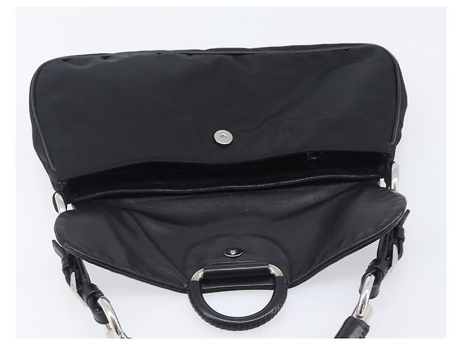 Sac à épaule PRADA Cuir Nylon Noir Argent Auth 206861V Argenté - vue 22