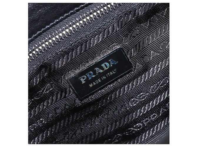 Sac à épaule PRADA Cuir Nylon Noir Argent Auth 206861V Argenté - vue 23