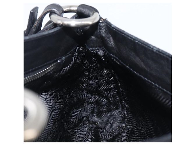 Sac à épaule PRADA Cuir Nylon Noir Argent Auth 206861V Argenté - vue 24