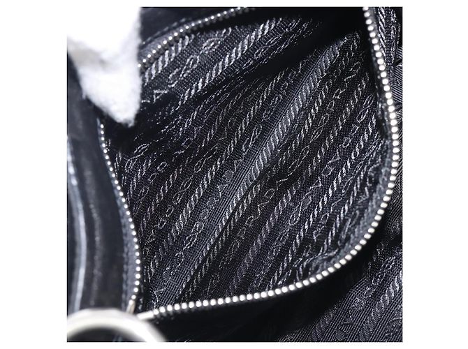 Sac à épaule PRADA Cuir Nylon Noir Argent Auth 206861V Argenté - vue 27