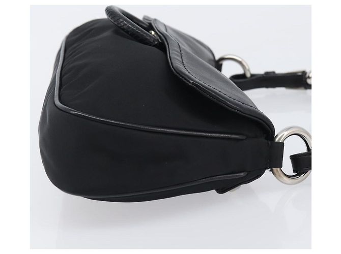 Sac à épaule PRADA Cuir Nylon Noir Argent Auth 206861V Argenté - vue 3