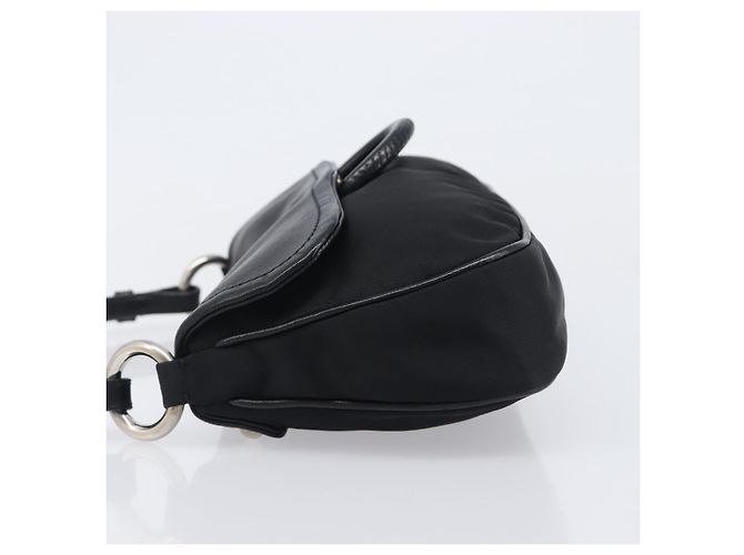 Sac à épaule PRADA Cuir Nylon Noir Argent Auth 206861V Argenté - vue 4