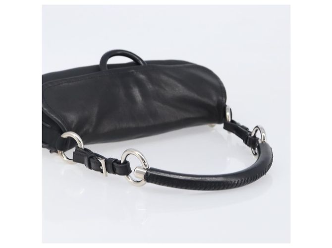 Sac à épaule PRADA Cuir Nylon Noir Argent Auth 206861V Argenté - vue 6