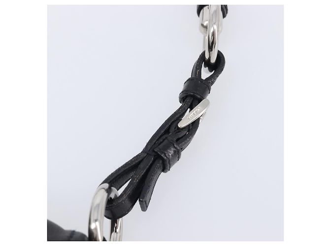 Sac à épaule PRADA Cuir Nylon Noir Argent Auth 206861V Argenté - vue 7
