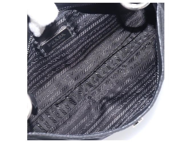 Sac à épaule PRADA Cuir Nylon Noir Argent Auth 206861V Argenté - vue 8