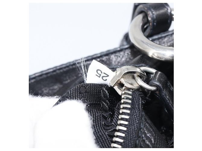 Sac à épaule PRADA Cuir Nylon Noir Argent Auth 206861V Argenté - vue 9