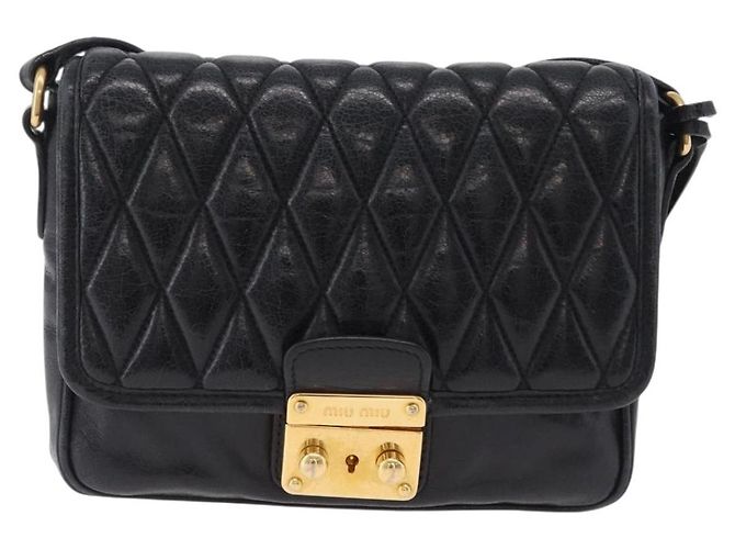Miu Miu Schultertasche Leder Schwarz Gold Auth 167737A Golden - Ansicht 13