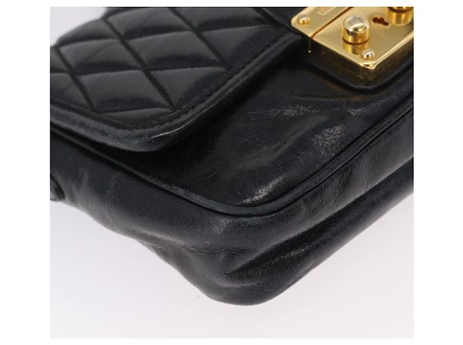 Miu Miu Schultertasche Leder Schwarz Gold Auth 167737A Golden - Ansicht 16