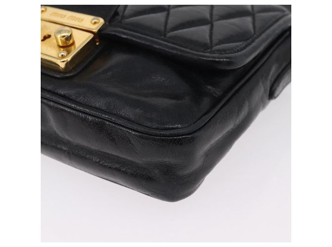 Miu Miu Schultertasche Leder Schwarz Gold Auth 167737A Golden - Ansicht 17