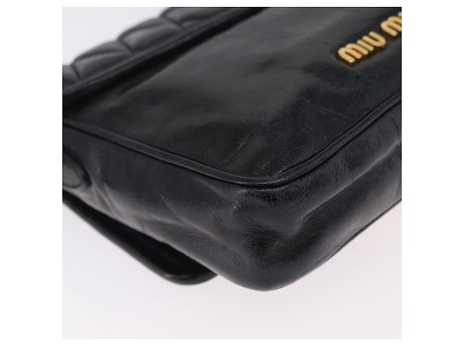 Miu Miu Schultertasche Leder Schwarz Gold Auth 167737A Golden - Ansicht 18