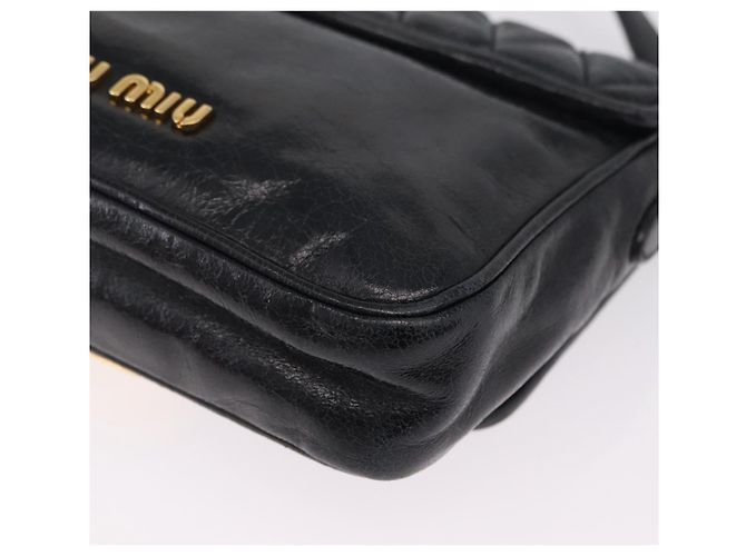 Miu Miu Schultertasche Leder Schwarz Gold Auth 167737A Golden - Ansicht 19
