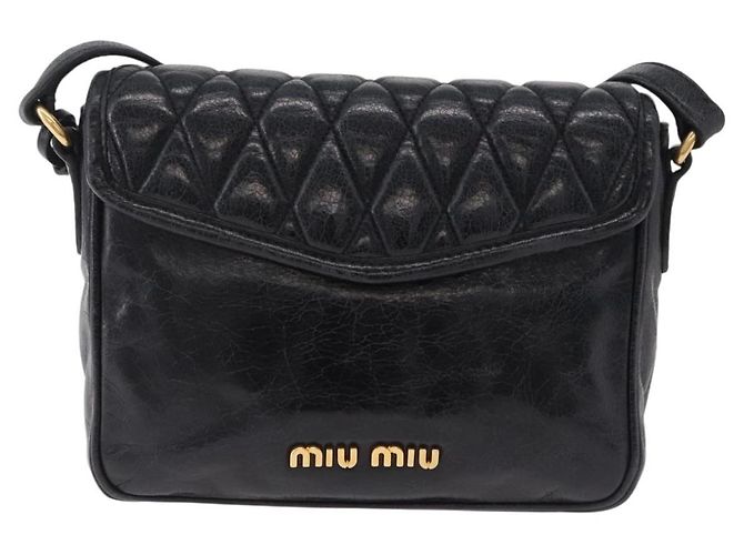 Miu Miu Schultertasche Leder Schwarz Gold Auth 167737A Golden - Ansicht 2